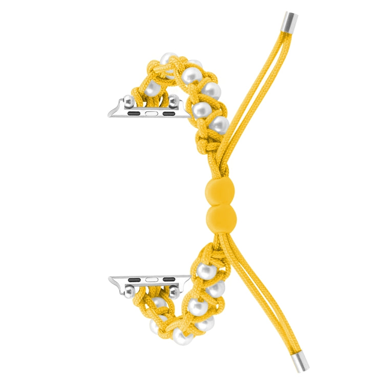 For Apple Watch Ultra 2 49mm Paracord Gypsophila Beads Drawstring Braided Watch Band(Yellow) by buy2fix