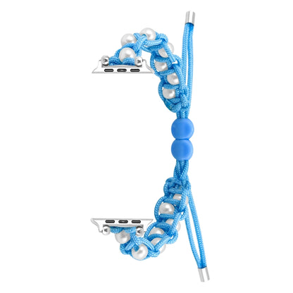 For Apple Watch Ultra 2 49mm Paracord Gypsophila Beads Drawstring Braided Watch Band(Blue) by buy2fix