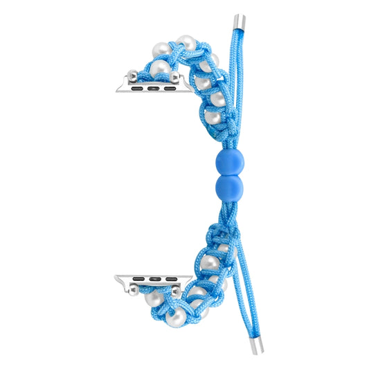 For Apple Watch Ultra 2 49mm Paracord Gypsophila Beads Drawstring Braided Watch Band(Blue) by buy2fix