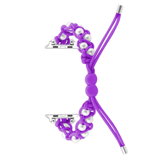 For Apple Watch Ultra 2 49mm Paracord Gypsophila Beads Drawstring Braided Watch Band(Purple) by buy2fix
