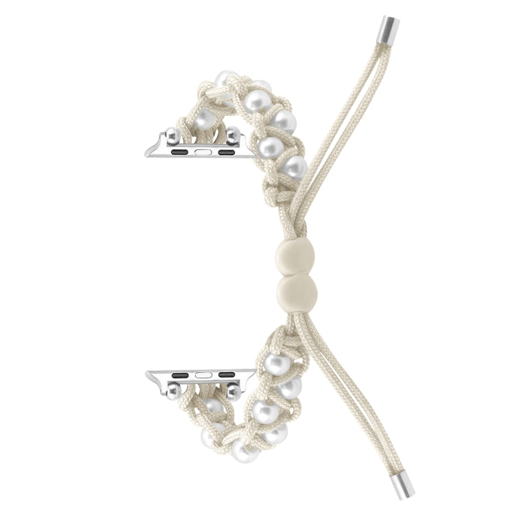 For Apple Watch Ultra 49mm Paracord Gypsophila Beads Drawstring Braided Watch Band(White) by buy2fix