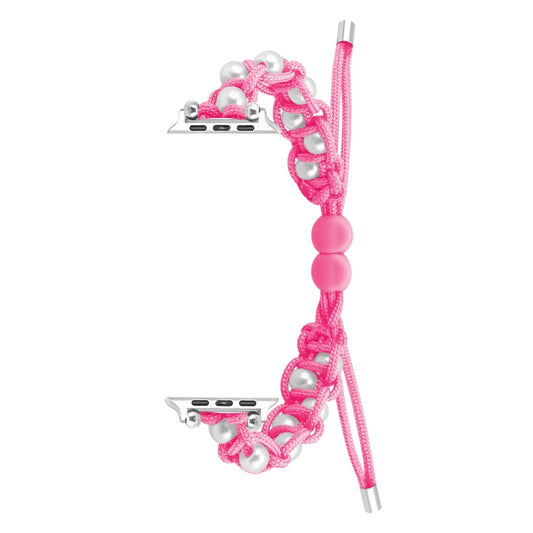 For Apple Watch Ultra 49mm Paracord Gypsophila Beads Drawstring Braided Watch Band(Pink) by buy2fix