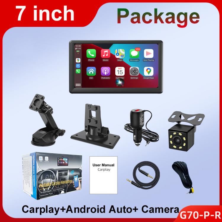Car 7 inch IPS Portable Smart Screen Wireless Screen Projection Carplay Android Auto, with Reversing Camera(Black) - Car Monitor by buy2fix | Online Shopping UK | buy2fix