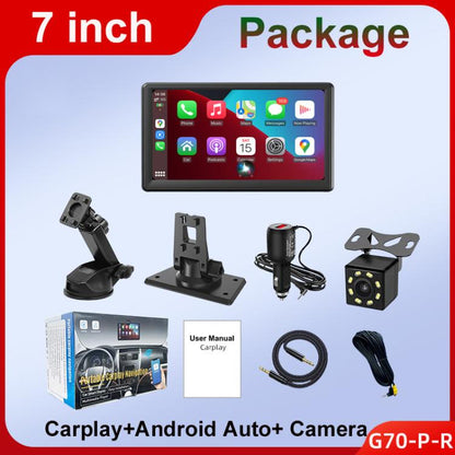 Car 7 inch IPS Portable Smart Screen Wireless Screen Projection Carplay Android Auto, with Reversing Camera(Black) - Car Monitor by buy2fix | Online Shopping UK | buy2fix