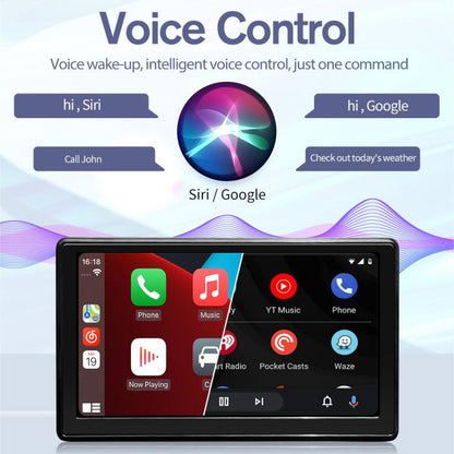 Car 7 inch IPS Portable Smart Screen Wireless Screen Projection Carplay Android Auto, with Reversing Camera(Black) - Car Monitor by buy2fix | Online Shopping UK | buy2fix