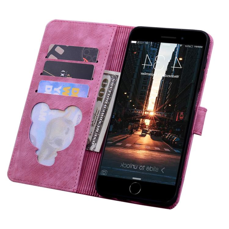 For iPhone 16e Cartoon Sakura Cat Embossed Leather Phone Case(Rose Red) - iPhone 16e Cases by buy2fix | Online Shopping UK | buy2fix