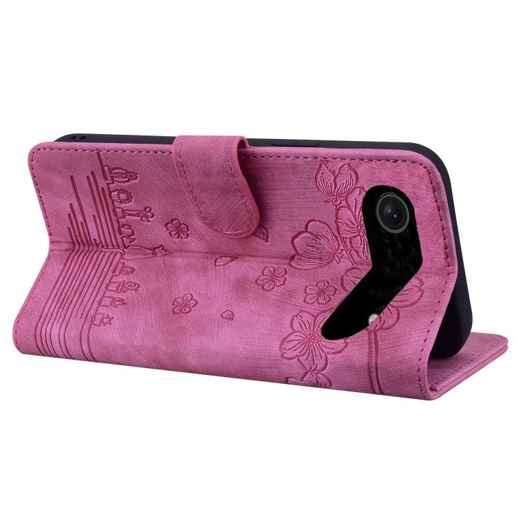 For iPhone Air Cartoon Sakura Cat Embossed Leather Phone Case(Rose Red) - iPhone Air Cases by buy2fix | Online Shopping UK | buy2fix