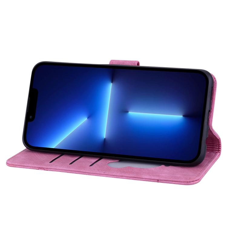 For iPhone Air Cartoon Sakura Cat Embossed Leather Phone Case(Rose Red) - iPhone Air Cases by buy2fix | Online Shopping UK | buy2fix