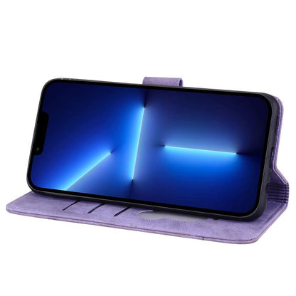 For iPhone Air Cartoon Sakura Cat Embossed Leather Phone Case(Purple) - iPhone Air Cases by buy2fix | Online Shopping UK | buy2fix