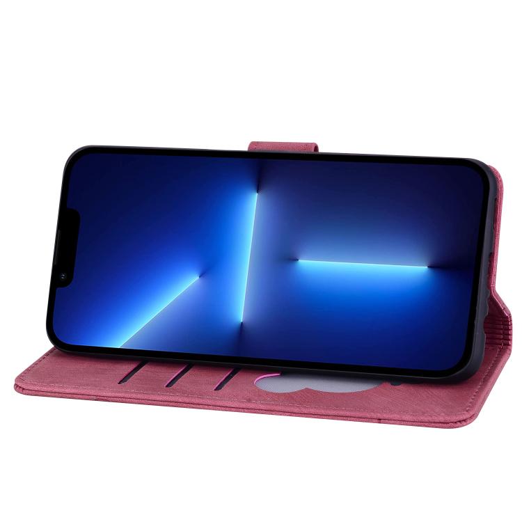 For iPhone Air Cartoon Sakura Cat Embossed Leather Phone Case(Wine Red) - iPhone Air Cases by buy2fix | Online Shopping UK | buy2fix