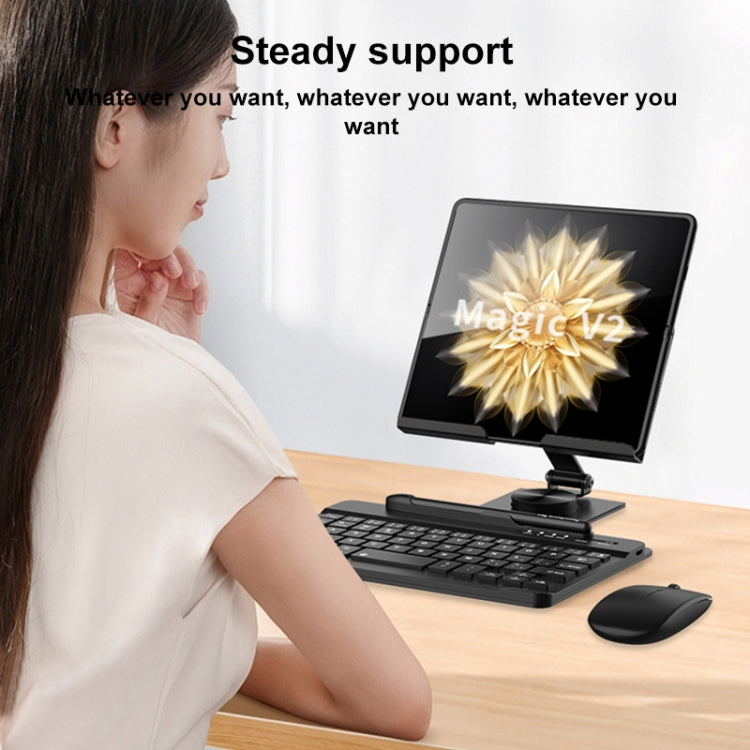 For Honor Magic V2 GKK Bluetooth Keyboard + Folding Holder + Capacitive Pen + Bluetooth Mouse(Black) by GKK