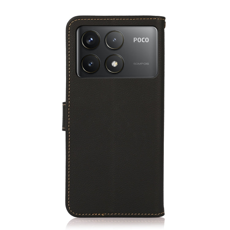 For Xiaomi Redmi K70 Pro KHAZNEH Custer Texture RFID Genuine Leather Phone Case(Black) - Xiaomi Cases by buy2fix | Online Shopping UK | buy2fix