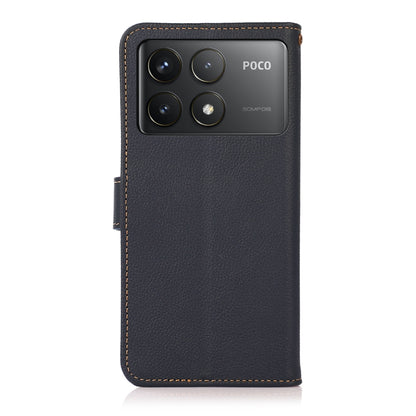For Xiaomi Redmi K70 Pro KHAZNEH Custer Texture RFID Genuine Leather Phone Case(Blue) - Xiaomi Cases by buy2fix | Online Shopping UK | buy2fix