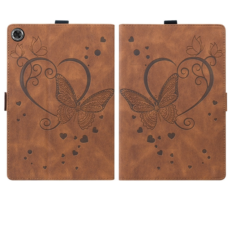 For Samsung Galaxy Tab A9 / A11 Love Butterfly Embossed Leather Tablet Case(Brown) by buy2fix