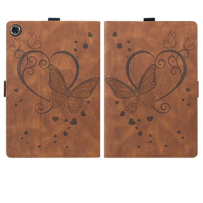 For Samsung Galaxy Tab A9 / A11 Love Butterfly Embossed Leather Tablet Case(Brown) by buy2fix