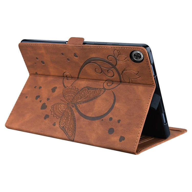 For Samsung Galaxy Tab A9 / A11 Love Butterfly Embossed Leather Tablet Case(Brown) by buy2fix