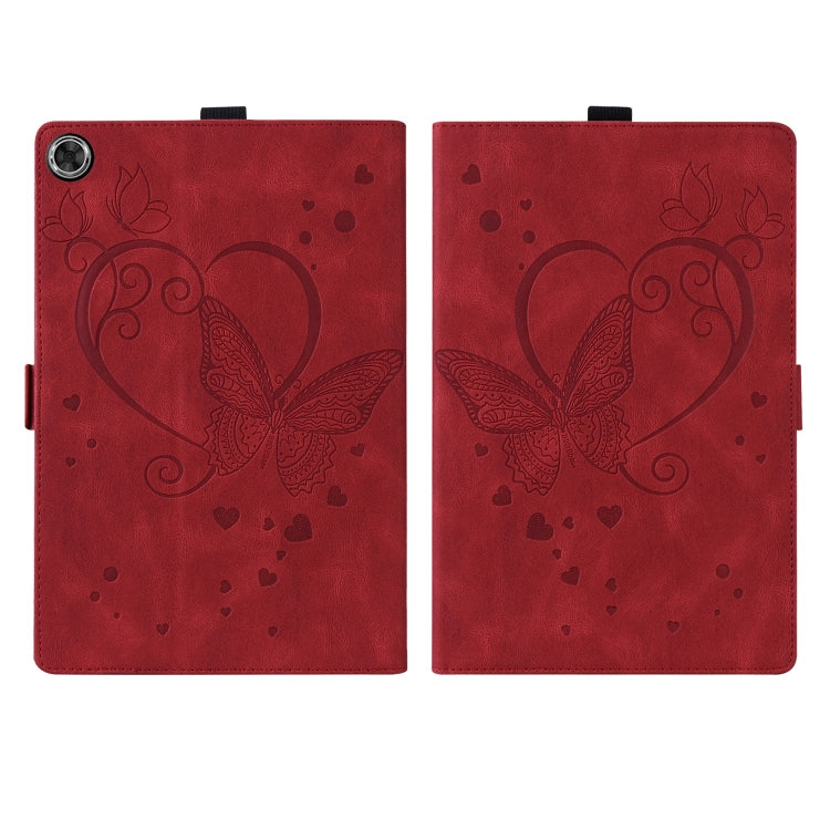 For Samsung Galaxy Tab A9+ / A11+ Love Butterfly Embossed Leather Tablet Case(Red) by buy2fix