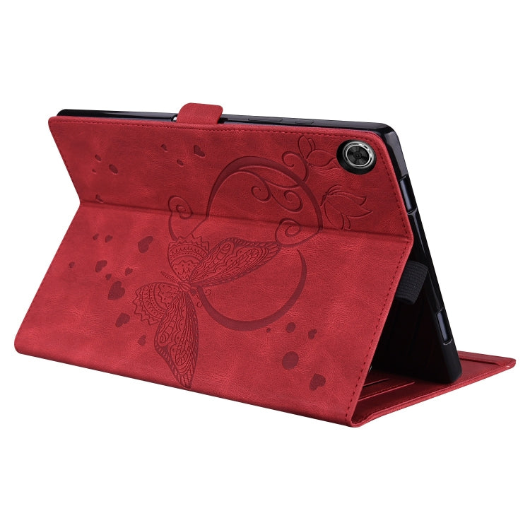 For Samsung Galaxy Tab A9+ / A11+ Love Butterfly Embossed Leather Tablet Case(Red) by buy2fix