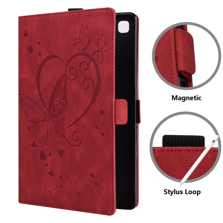 For Samsung Galaxy Tab A9+ / A11+ Love Butterfly Embossed Leather Tablet Case(Red) by buy2fix
