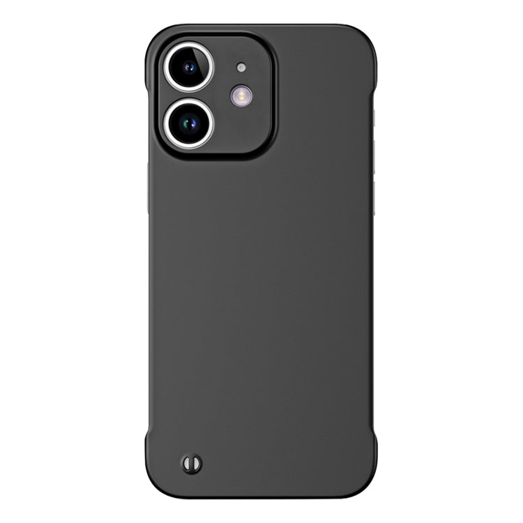 For iPhone 12 Frameless Metallic Paint Hybrid PC Phone Case(Matte Black) by buy2fix