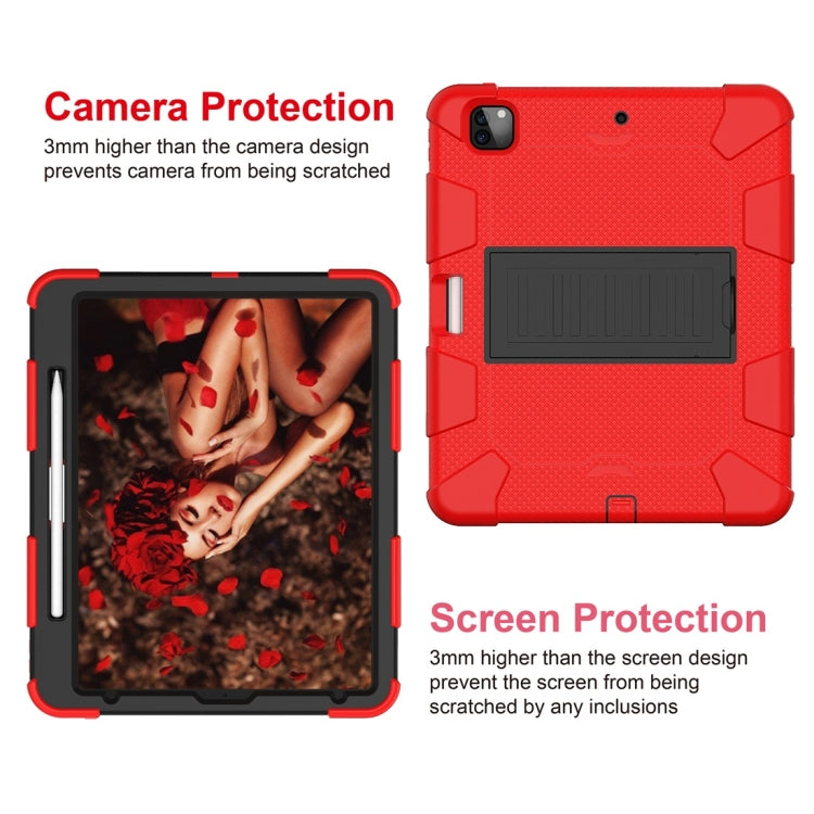 For iPad Pro 12.9 (2018) / (2020) Shockproof Two-Color Silicone Protective Tablet Case with Holder(Red+Black) - iPad Pro 12.9 (2020) Cases by buy2fix | Online Shopping UK | buy2fix