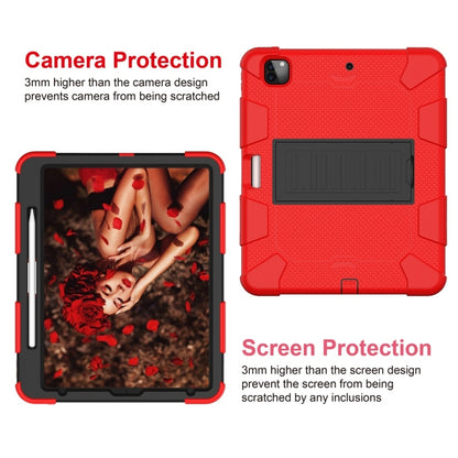 For iPad Pro 12.9 (2018) / (2020) Shockproof Two-Color Silicone Protective Tablet Case with Holder(Red+Black) - iPad Pro 12.9 (2020) Cases by buy2fix | Online Shopping UK | buy2fix