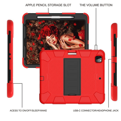 For iPad Pro 12.9 (2018) / (2020) Shockproof Two-Color Silicone Protective Tablet Case with Holder(Red+Black) - iPad Pro 12.9 (2020) Cases by buy2fix | Online Shopping UK | buy2fix