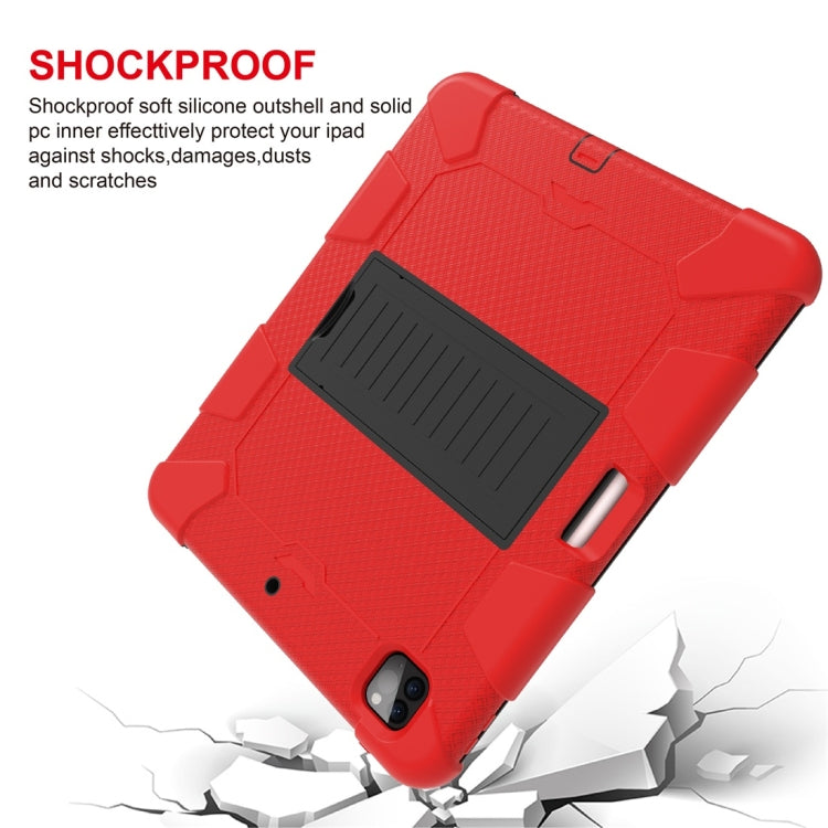 For iPad Pro 12.9 (2018) / (2020) Shockproof Two-Color Silicone Protective Tablet Case with Holder(Red+Black) - iPad Pro 12.9 (2020) Cases by buy2fix | Online Shopping UK | buy2fix