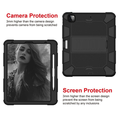 For iPad Pro 12.9 (2018) / (2020) Shockproof Two-Color Silicone Protective Tablet Case with Holder(Black) - iPad Pro 12.9 (2020) Cases by buy2fix | Online Shopping UK | buy2fix