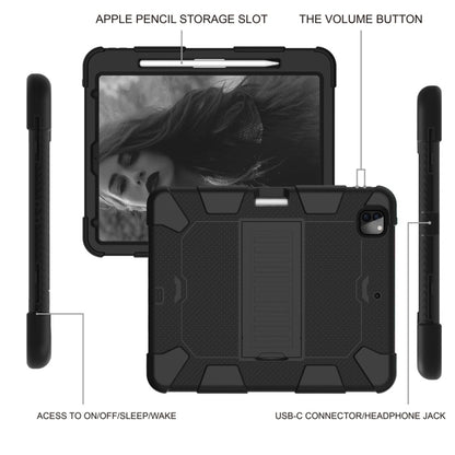 For iPad Pro 12.9 (2018) / (2020) Shockproof Two-Color Silicone Protective Tablet Case with Holder(Black) - iPad Pro 12.9 (2020) Cases by buy2fix | Online Shopping UK | buy2fix