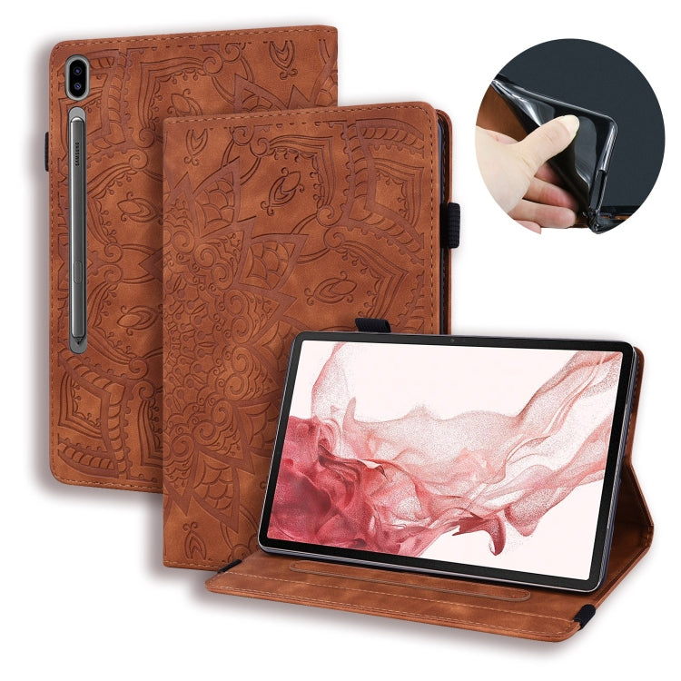 For Samsung Galaxy Tab S9 FE+ Calf Texture Embossed Leather Tablet Case(Brown) by buy2fix