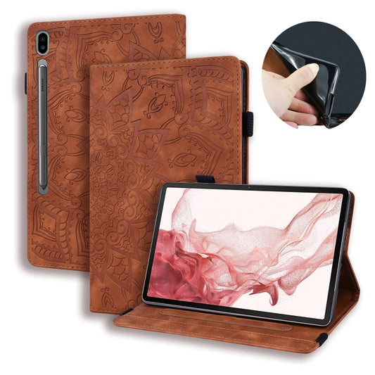 For Samsung Galaxy Tab S9 FE+ Calf Texture Embossed Leather Tablet Case(Brown) by buy2fix