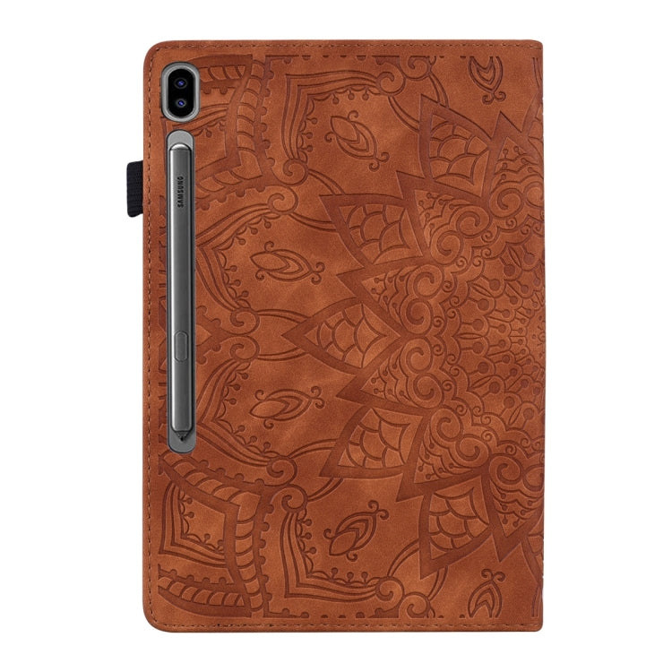 For Samsung Galaxy Tab S9 FE+ Calf Texture Embossed Leather Tablet Case(Brown) by buy2fix