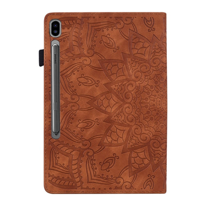 For Samsung Galaxy Tab S9 FE+ Calf Texture Embossed Leather Tablet Case(Brown) by buy2fix