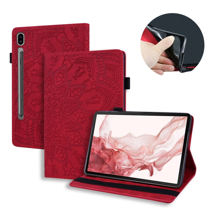 For Samsung Galaxy Tab S11 / S10 / S9 FE Calf Texture Embossed Leather Tablet Case(Red) by buy2fix