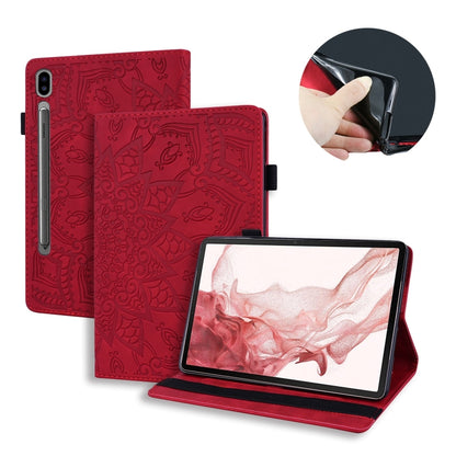 For Samsung Galaxy Tab S11 / S10 / S9 FE Calf Texture Embossed Leather Tablet Case(Red) by buy2fix