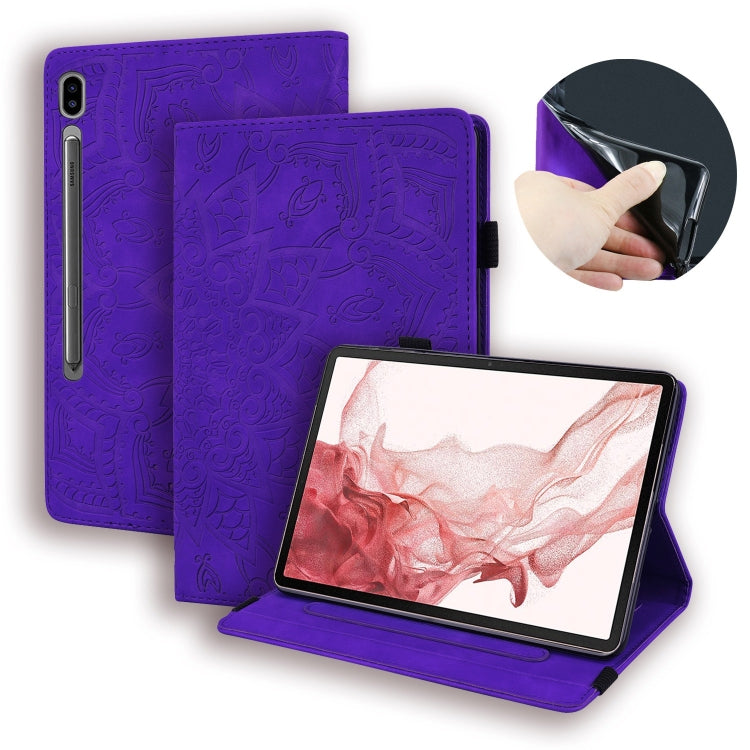 For Samsung Galaxy Tab S11 / S10 / S9 FE Calf Texture Embossed Leather Tablet Case(Purple) by buy2fix
