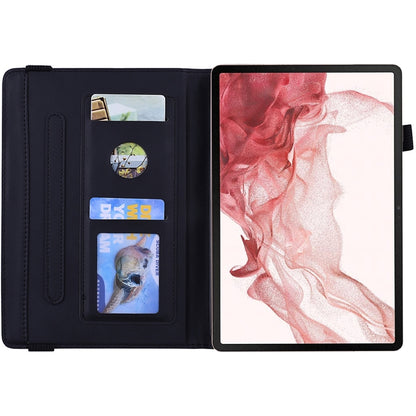 For Samsung Galaxy Tab S10 Ultra/ S11 Ultra Calf Texture Embossed Leather Tablet Case(Black) - Galaxy Tab S9 Ultra Cases by buy2fix | Online Shopping UK | buy2fix