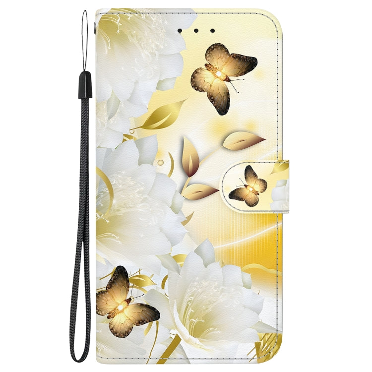 For Google Pixel 9 Pro Crystal Texture Colored Drawing Leather Phone Case(Gold Butterfly Epiphyllum) by buy2fix