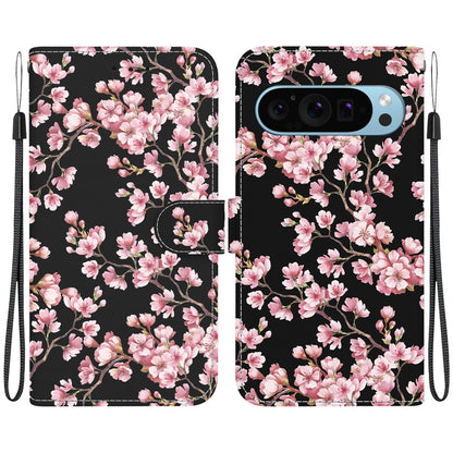 For Google Pixel 9 Pro Crystal Texture Colored Drawing Leather Phone Case(Plum Bossom) by buy2fix