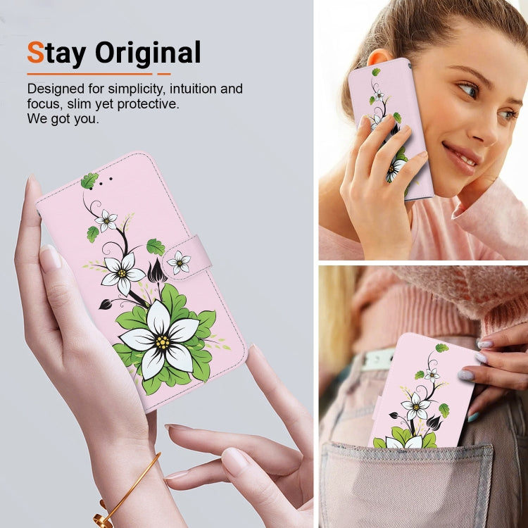 For Google Pixel 9 Pro Crystal Texture Colored Drawing Leather Phone Case(Lily) by buy2fix