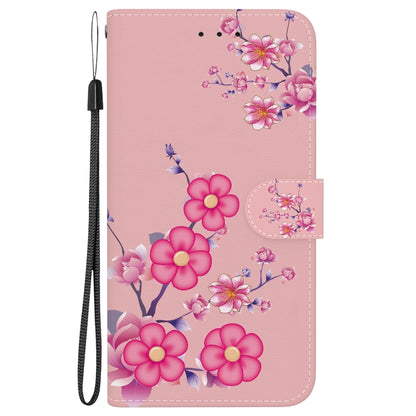 For Google Pixel 9 Pro Crystal Texture Colored Drawing Leather Phone Case(Cherry Blossoms) by buy2fix