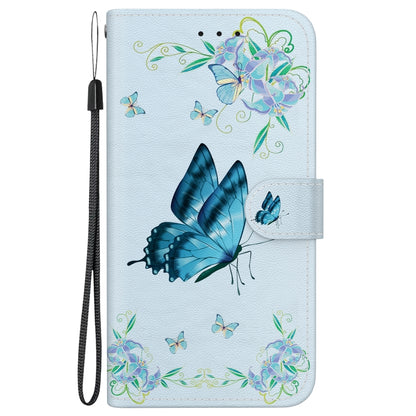 For Google Pixel 9 Pro Crystal Texture Colored Drawing Leather Phone Case(Blue Pansies) by buy2fix