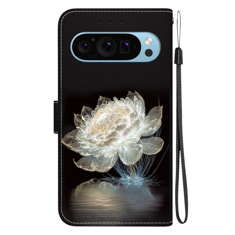 For Google Pixel 9 Crystal Texture Colored Drawing Leather Phone Case(Crystal Peony) by buy2fix