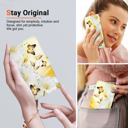 For Google Pixel 9 Crystal Texture Colored Drawing Leather Phone Case(Gold Butterfly Epiphyllum) by buy2fix