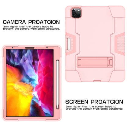 For iPad Pro 12.9 2021 / 2020 / 2019 Contrast Color Silicone + PC Protective Tablet Case with Holder(Rose Gold) - iPad Pro 12.9 (2020) Cases by buy2fix | Online Shopping UK | buy2fix