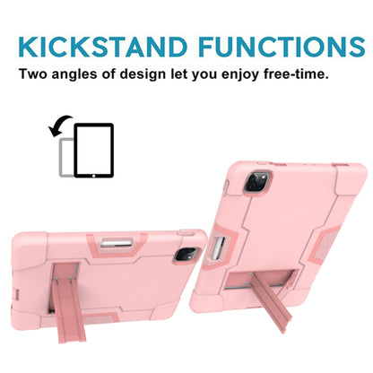 For iPad Pro 12.9 2021 / 2020 / 2019 Contrast Color Silicone + PC Protective Tablet Case with Holder(Rose Gold) - iPad Pro 12.9 (2020) Cases by buy2fix | Online Shopping UK | buy2fix