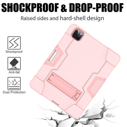 For iPad Pro 12.9 2021 / 2020 / 2019 Contrast Color Silicone + PC Protective Tablet Case with Holder(Rose Gold) - iPad Pro 12.9 (2020) Cases by buy2fix | Online Shopping UK | buy2fix