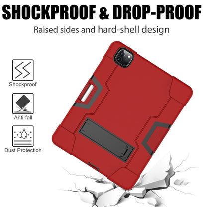 For iPad Pro 12.9 2021 / 2020 / 2019 Contrast Color Silicone + PC Protective Tablet Case with Holder(Red + Black) - iPad Pro 12.9 (2020) Cases by buy2fix | Online Shopping UK | buy2fix
