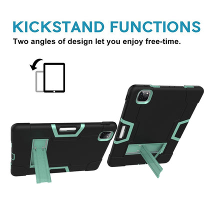 For iPad Pro 12.9 2021 / 2020 / 2019 Contrast Color Silicone + PC Protective Tablet Case with Holder(Black + Mint Green) - iPad Pro 12.9 (2020) Cases by buy2fix | Online Shopping UK | buy2fix